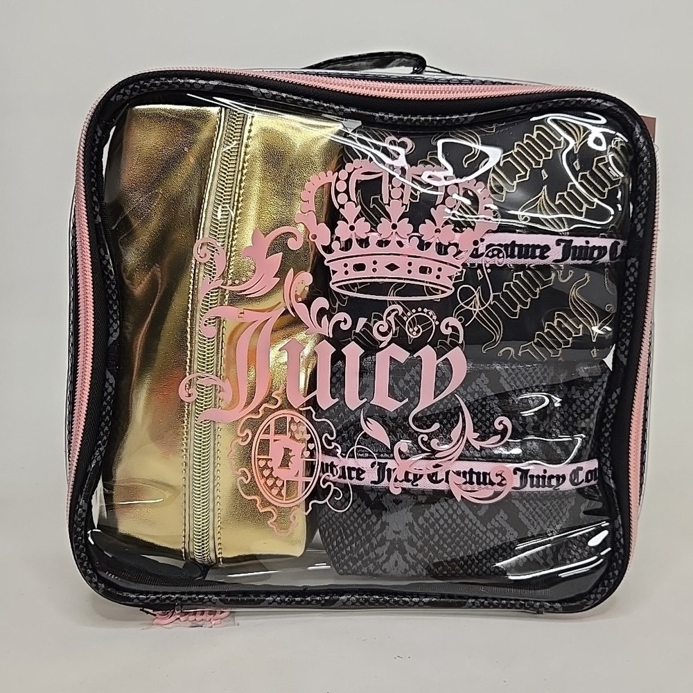 Juicy Couture Makeup Cosmetic Organizer Travel Case 4‎ Piece Set